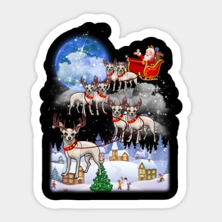 Santa Clause Drives Chihuahua Reindeer Sleigh Sticker